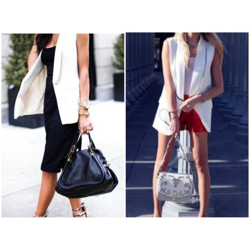 Chelsea & Theodore Ivory Long Blazer Vest SZ L